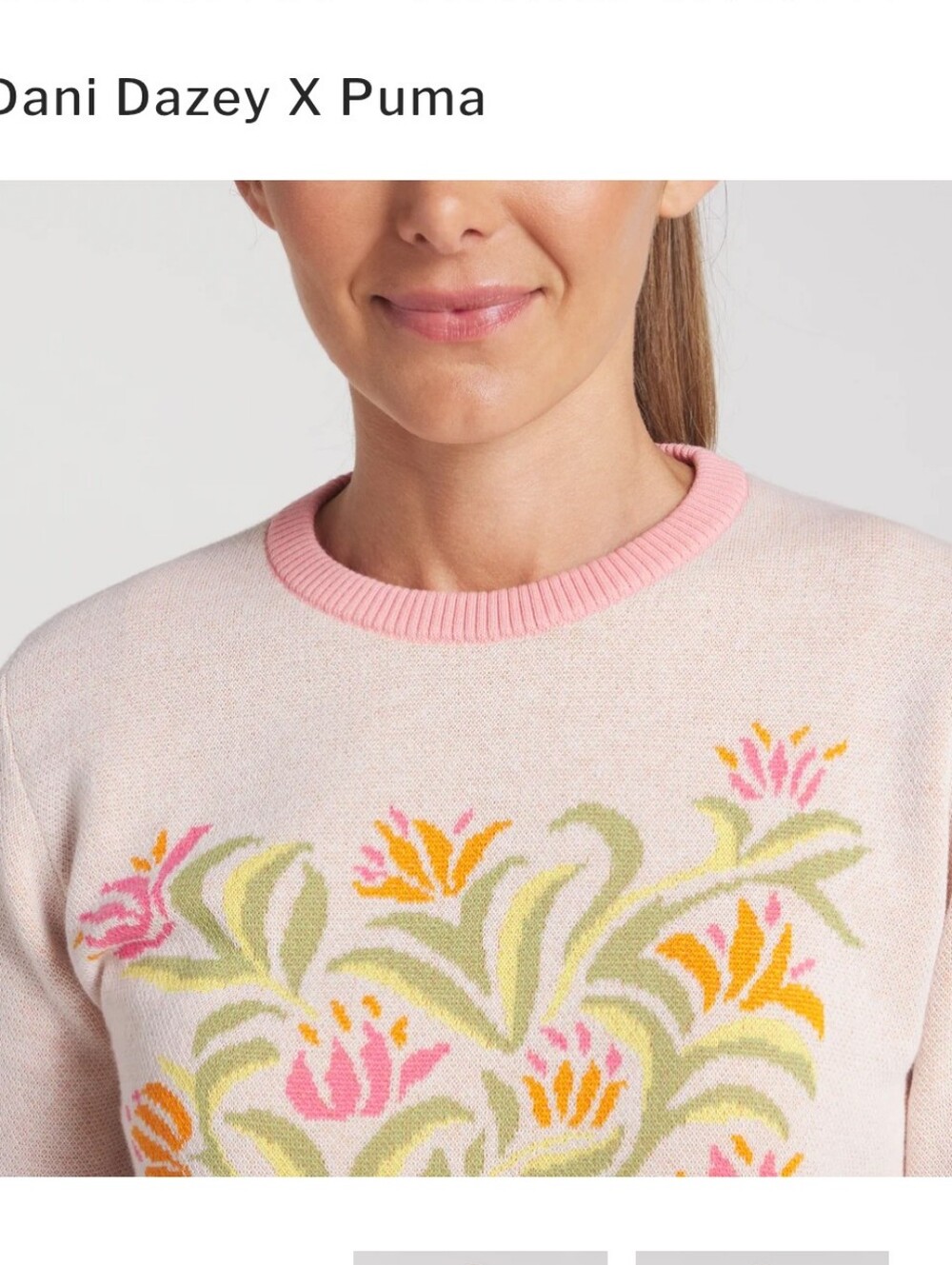 Puma X Dani Dazey Retro Floral Golf Sweater, Pink - Picture 3 of 14